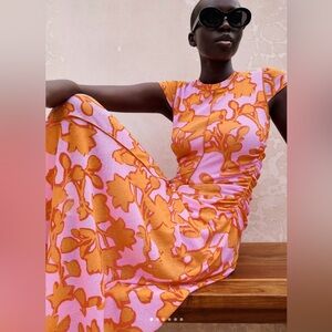 ME+EM Orange and Pink Floral Maxi Dress Sz 4